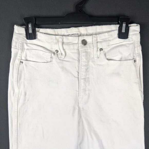 Good American Jeans Women 6 Good Curve White Denim High Rise Straight Ankle - Picture 2 of 16